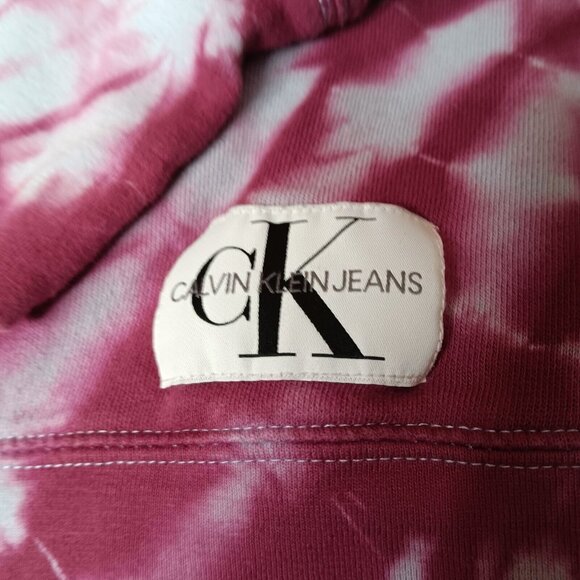 Calvin Klein Jeans Womens Medium Tie Dye Sweatshirt Crop Purple Mock Neck - Picture 4 of 10
